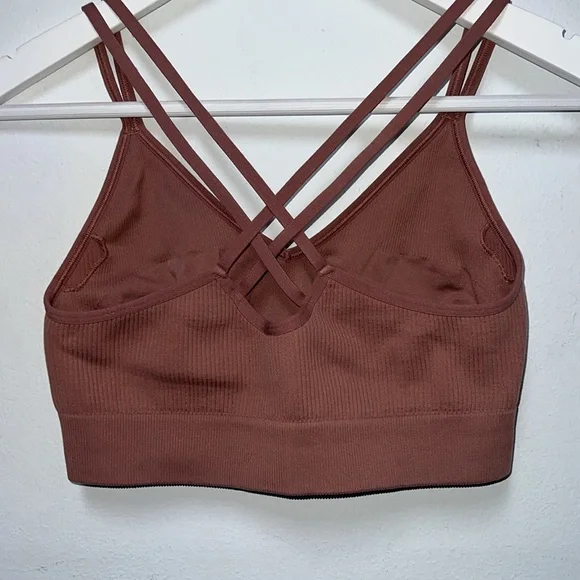 Aerie real good Ribbed Strappy Bralette in Rust pink size M - Picture 5 of 7